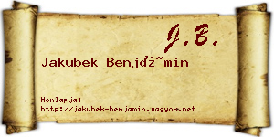 Jakubek Benjámin névjegykártya